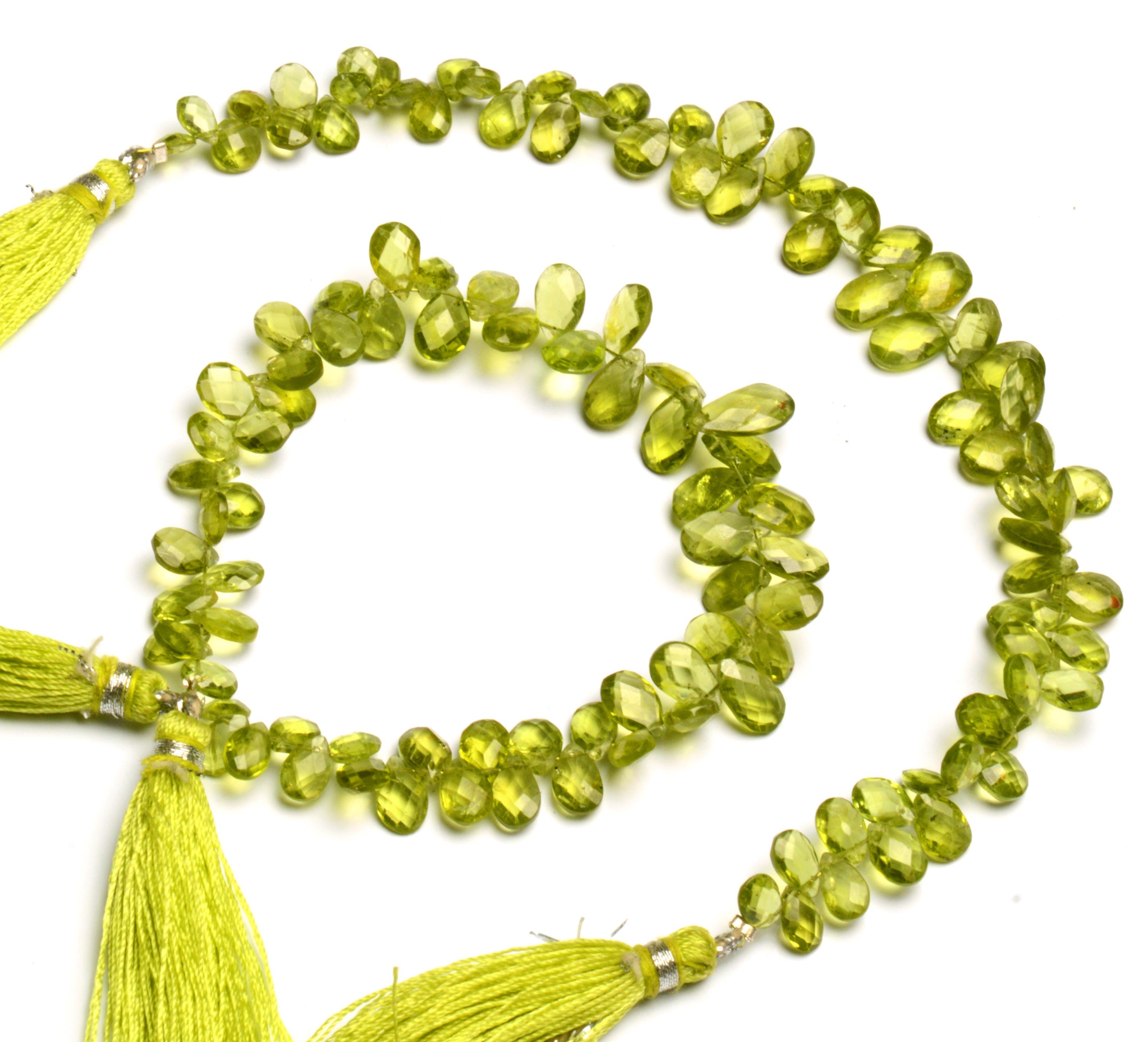 天然ペリドット宝石 6x4～9 x 6 mmサイズ ファセットペアブリオレット