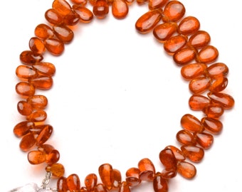 natural gemstone, orange kyanite beads, 7x5 to 11x7 mm size smooth pear shape, 9 inch full strand, rare gems for jewelry making