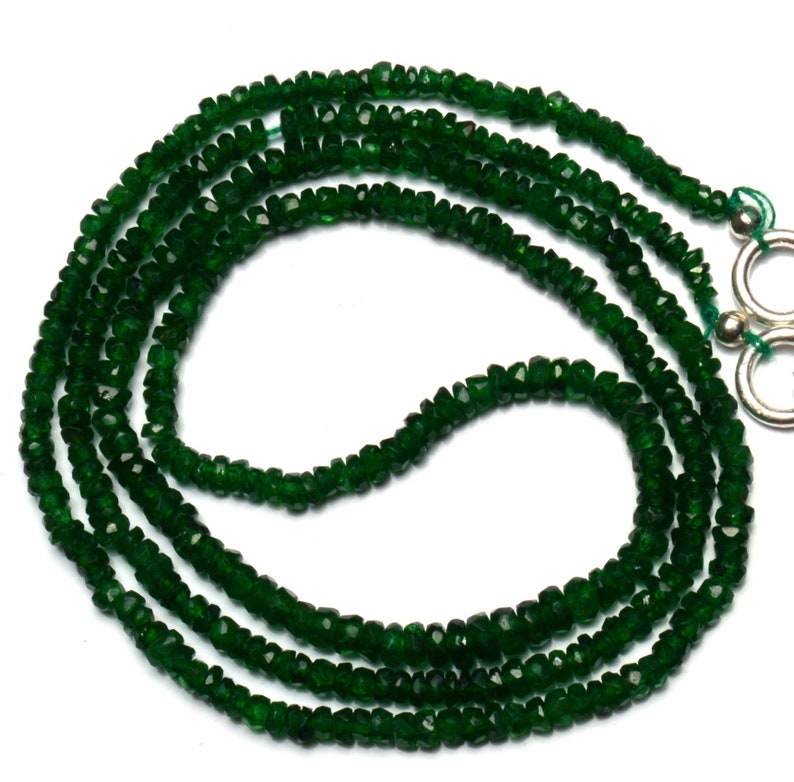 Natural Gemstone Tsavorite Faceted 3 to 4MM Rondelle Beads 18 Inch Full Strand Very Rare Gem Beads Finished Necklace Green Garnet
