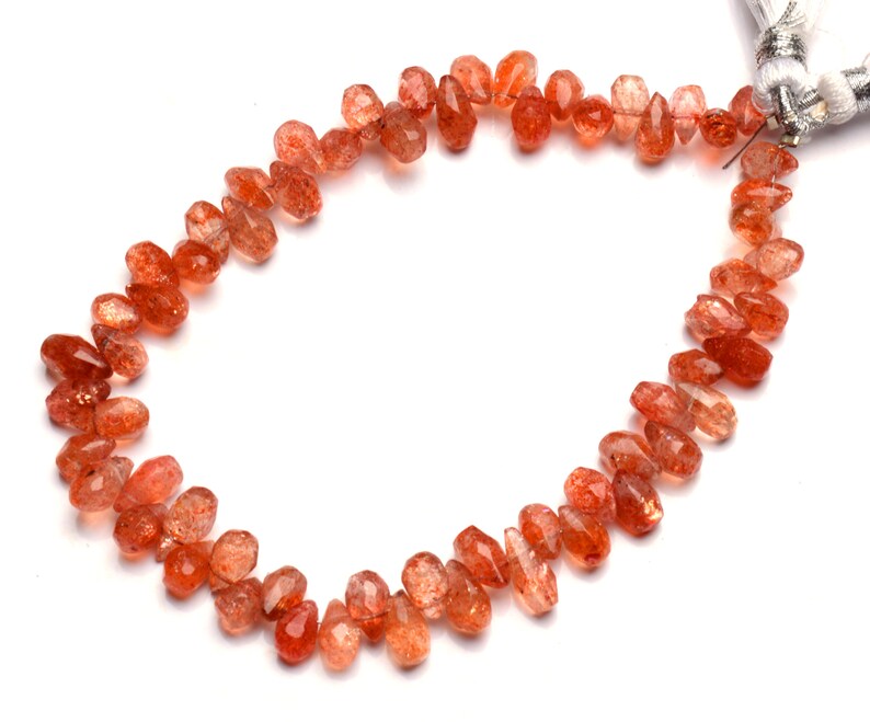 Super Fine Quality Natural Gemstone Sunstone 6x4 to 7x5MM Size Faceted Teardrop Shape Briolette Beads 8 Full Strand Fine Quality Beads