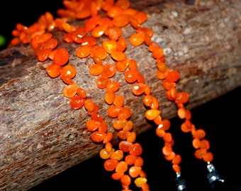 Natural Orange Fire Opal Gemstone 6x4 to 10x7 mm Size Faceted Pear Shape Beads 7 Inch Strand