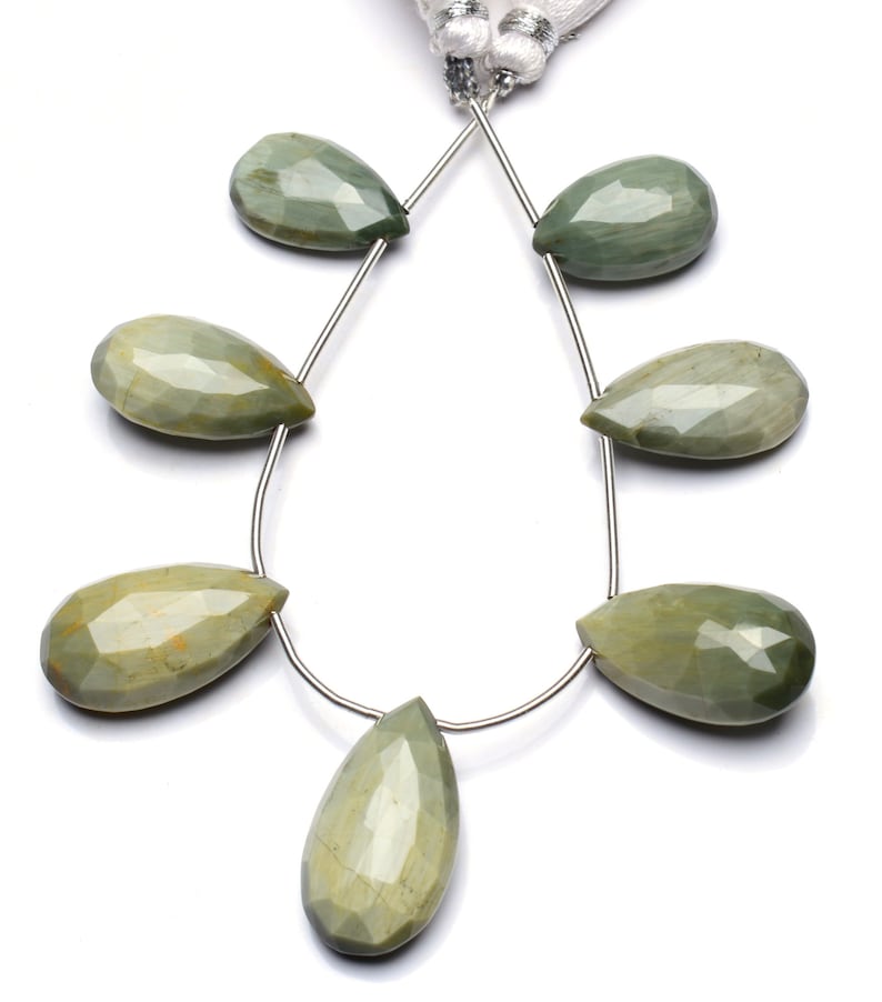Natural Chrysoberyl Cat/'s Eye Gemstone 17x10 to 21x12MM Faceted Pear Shape Briolette Beads 6 Inch Full Strand Super Quality Cats Eye Effect
