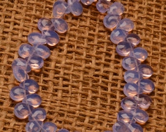 Lavender Color Quartz Gemstone 7x5 mm Size Faceted Pear Shape Beads 7" Strand