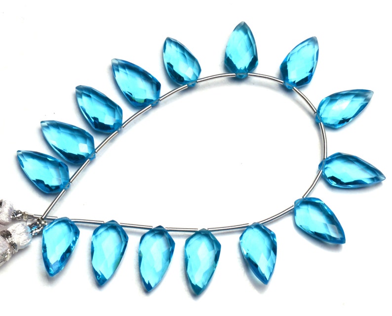 Swiss Blue Topaz Color Hydro Quartz Faceted 15x8MM Size Tie Shape Briolette Beads 7 Inch Full Strand Super Fine Quality Beads
