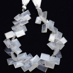 Natural Gem White Moonstone Faceted Slice Shape Beads, 7 Inch Full Strand, 7 to 8mm Broad and 9 to 11mm Long Size Beads
