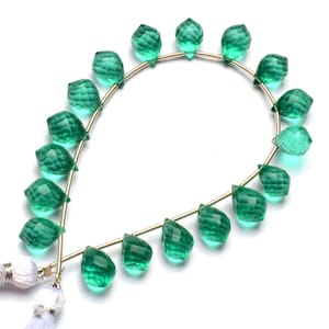 Emerald Color Hydro Quartz Faceted 10x7 mm Size Teardrop Briolette Shape Beads 7 Inch Full Strand