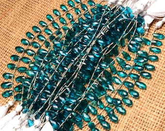 Green Apatite Color Hydro Quartz Faceted 15x7 mm Size Pear Beads 7&quot; Strand