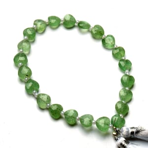 8 mm heart shape jewelry making beads, green strawberry quartz gemstone, 8 inch full strand