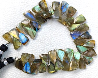 Natural Fire Labradorite Gemstone 12x7 mm Size Faceted Briolette Beads 7 Inch Strand