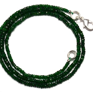 Natural Gemstone Tsavorite Faceted 3 to 4MM Rondelle Beads 18.5 Inch Full Strand Very Rare Gem Beads Finished Necklace Green Garnet