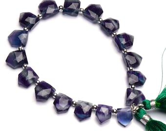 Natural Gemstone Multi Color Fluorite Super Quality 12x9mm Approx. Faceted Briolette Beads 8" Full Strand Fine Quality Beads