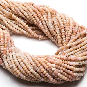 Natural Gemstone Peruvian Shaded Pink Opal Micro Faceted 3mm Rondelle Spacer Beads 13&quot; Full Strand Israeli Machine Cut Beads