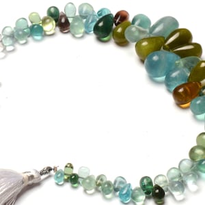 teardrop beads for jewelry making, natural multicolor apatite, 6x4 to 13x9 mm size smooth beads, 9 inch strand