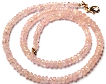 Natural Morganite Gemstone 4 to 6 mm Size Faceted Rondelle Shape Beads 16.5 Necklace
