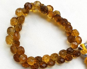 Natural Honey Quartz Gemstone 7.5 to 8 mm Size Faceted Onion Shape Beads 7" Strand
