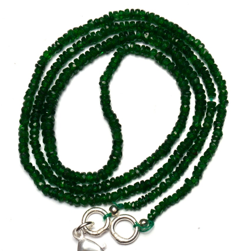 Natural Gemstone Tsavorite Faceted 3 to 4MM Rondelle Beads 18 Inch Full Strand Very Rare Gem Beads Finished Necklace Green Garnet