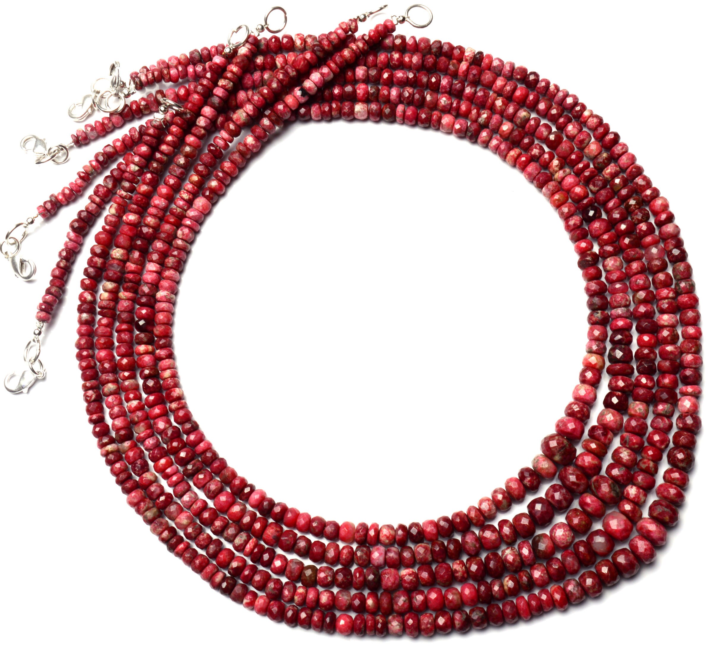 Natural Rare Gem Norway Thulite 4 to 6MM Size Smooth Rondelle Beads Necklace 18" 