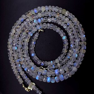Faceted Rondelle rainbow fire moonstone