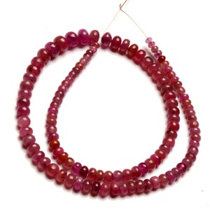 Natural Myanmar Ruby 4 to 7 mm Size Smooth Rondelle Beads Strand 16 Inches