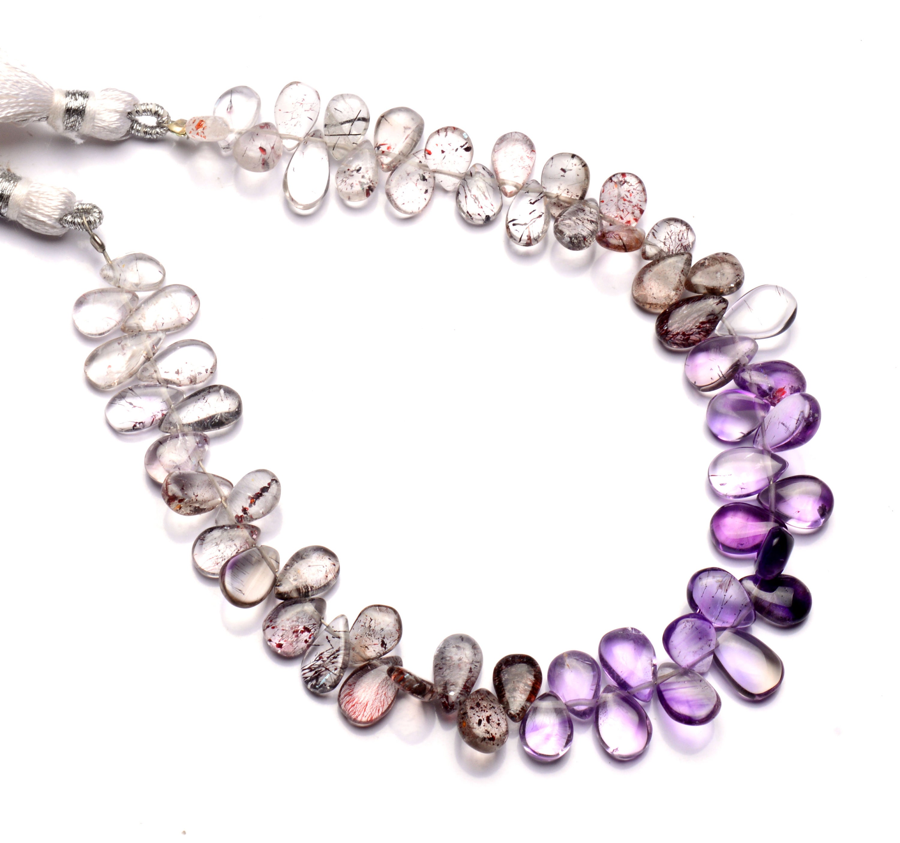 Natural Rare Gemstone Lepidocrocite in Amethyst 6x4 to 7x5mm Size Smooth Pear Shape Briolette Beads Strand 8 Inch Full Strand Natural Rare Gemstone Lepidocrocite in Amethyst 6x4 to 7x5mm Size Smooth Pear Shape Briolette Beads Strand 8 Inch Full Strand