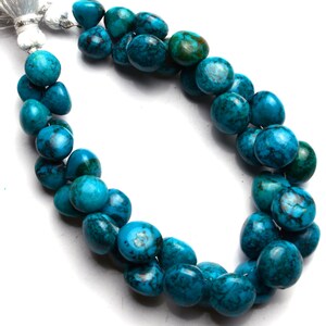 Natural Gemstone Chrysocolla Smooth 7 to 10MM Onion Shape Beads 7 Inch Full Strand Very Rare Gemstone Beads