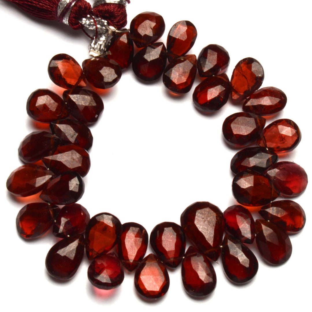 Natural Gem Blood Red Garnet, Faceted Pear Briolette, 8x6 to 9x6mm Size ...