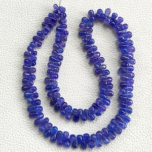 Släta Tanzanit Dropppärlor 6x4-7 x 5 mm Autentiska Tanzaniska Ädelstenar 16 Inch Strand Partihandel