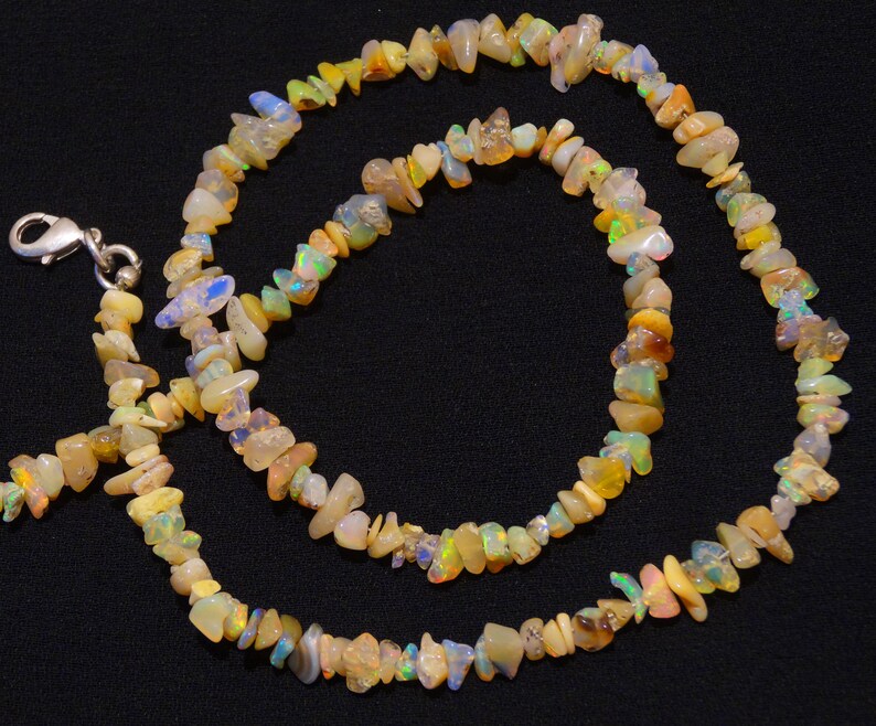 Natural Gem Ethiopian Welo Opal 5 to 6MM Approx. Uncut Beads Necklace 18 Inch Full Strand Super Quality Rainbow Electric Fire Unshaped Beads image 5