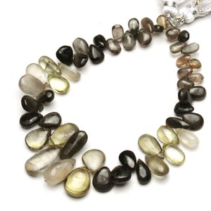 Natural Chrysoberyl Cat&#39;s Eye Gemstone 6x4 to 14x8mm Size Smooth Pear Shape Beads 7 Inch Full Strand Jewelry Supplies