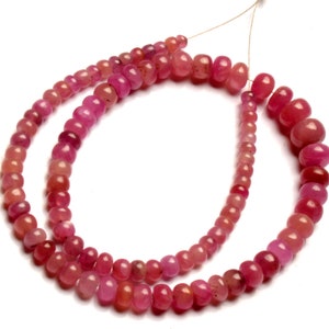 Natural Myanmar Ruby 4 to 7 mm Size Smooth Rondelle Beads Strand 12 Inches