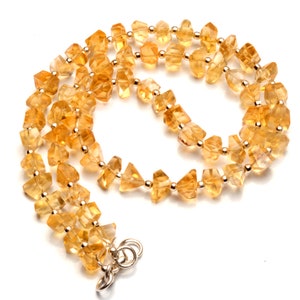natural citrine gemstone, 7 to 8 mm size faceted nugget beads, 16 inch length