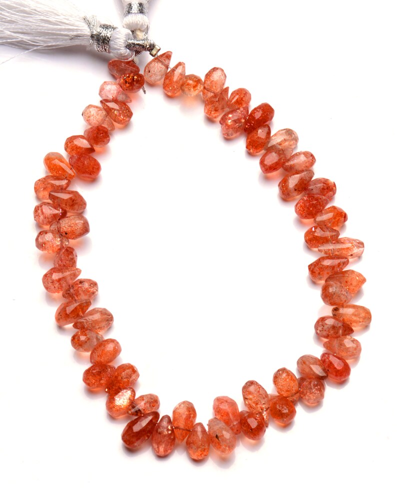 Super Fine Quality Natural Gemstone Sunstone 6x4 to 7x5MM Size Faceted Teardrop Shape Briolette Beads 8 Full Strand Fine Quality Beads