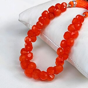 Natural Carnelian Gemstone 7 to 9 mm Size Faceted Onion Shape Briolette Beads 7&quot; Strand