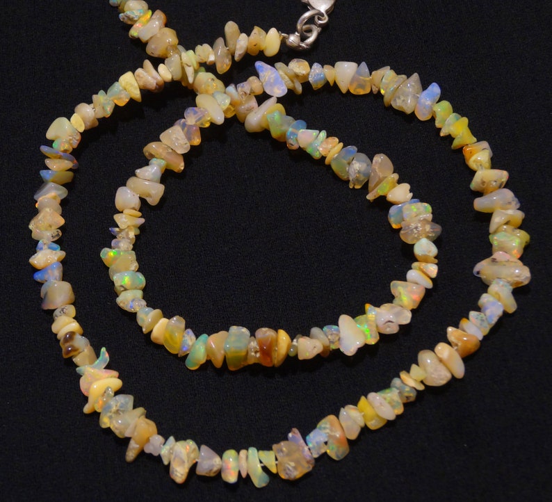 Natural Gem Ethiopian Welo Opal 5 to 6MM Approx. Uncut Beads Necklace 18 Inch Full Strand Super Quality Rainbow Electric Fire Unshaped Beads image 4