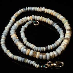 natürlicher Edelstein blau Peru Opal 4 bis 6 mm Größe facettierte Rondelle Perlen Halskette 15,5 Zoll