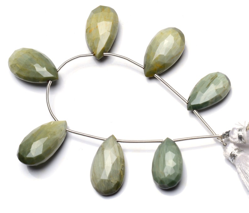 Natural Chrysoberyl Cat/'s Eye Gemstone 17x10 to 21x12MM Faceted Pear Shape Briolette Beads 6 Inch Full Strand Super Quality Cats Eye Effect