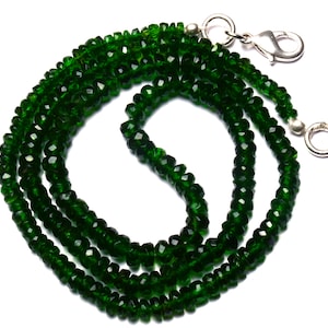 Super Rare Natural Chrome Diopside Faceted Rondelle Beads 16&quot; Full Strand 3 to 5MM Size Rondelle Beads Necklace Rare Gemstone from Russia