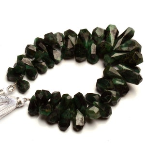 Natural Emerald Gemstone 10x7 to 15x10 mm Size Faceted Tumble Drop Beads 7 Inch Strand