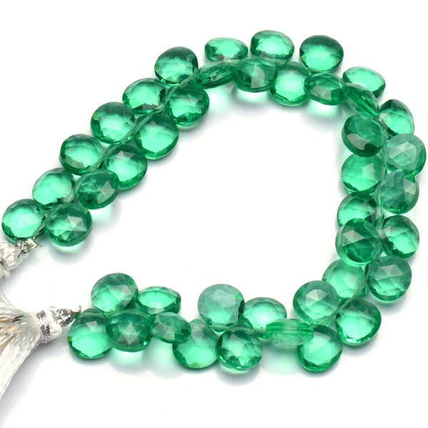 Emerald Color Hydro Quartz Faceted 8mm Approx. Size Heart Shape Briolette Beads 7 Inch Full Strand Super Fine Quality