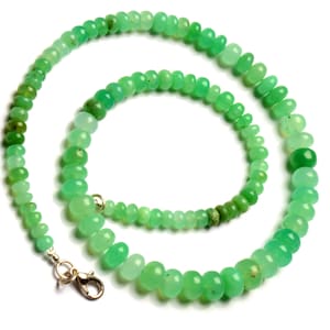 Collier de perles rondes lisses de 5 à 9 mm de chrysoprase naturelle de 17 po.
