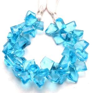Swiss Blue Topaz Color Hydro Quartz Faceted 11 to 14 mm Size Gemstone Cut Beads 6 Inch Full Strand for Jewelry Making