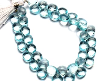 Sky Blue Topaz Color Hydro Quartz Faceted 8 mm Size Heart Shape Briolette Beads 7 Inch Full Strand