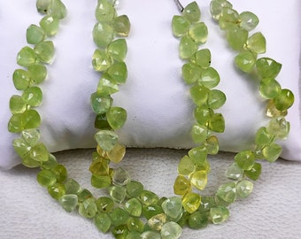 Natural Prehnite Gemstone 7 mm Size Faceted Trillion Shape Beads 8" Strand