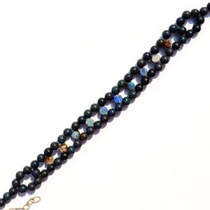 Very Rare Natural Gem Australian Boulder & Matrix Opal Bracelet 5MM Round Matrix and 5MM Coin Boulder Beads 8&quot; Bracelet With Silver Locks