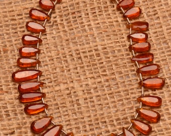 natural gemstone, orange kyanite beads, 8x5 to 18x7 mm size faceted pear shape, 10 inch full strand