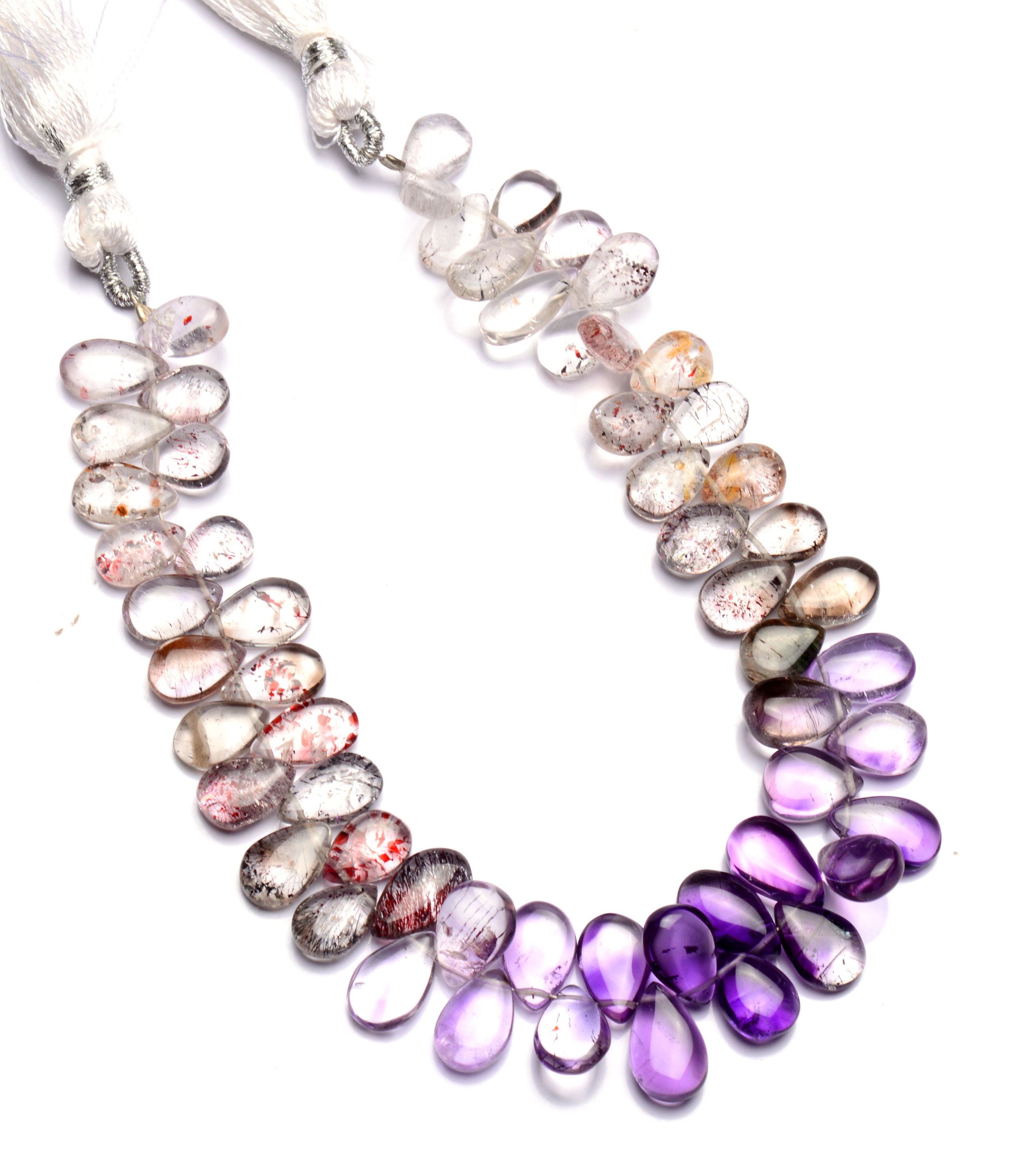Natural Rare Gemstone Lepidocrocite in Amethyst 6x4 to 7x5mm Size Smooth Pear Shape Briolette Beads Strand 8 Inch Full Strand Natural Rare Gemstone Lepidocrocite in Amethyst 6x4 to 7x5mm Size Smooth Pear Shape Briolette Beads Strand 8 Inch Full Strand