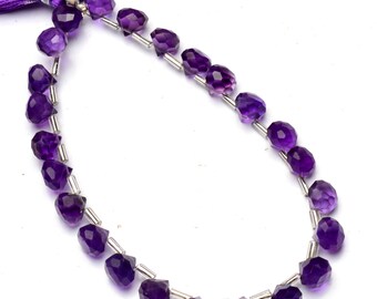 Perles D'améthyste Naturelle En Forme D'oignon à Facettes - Lot De 9 Pouces, 127 Carats, Violet Intense