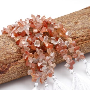 Copper Rutile Quartz Gemstone, 8 to 10mm Size Faceted Cut Stone Beads, 6.5 Inch Strand
