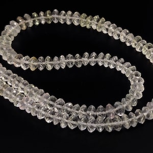 rock crystal quartz 7 to 7.5 mm size German cut rondelle beads necklace 17 inch length