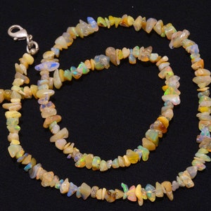 Natural Gem Ethiopian Welo Opal 5 to 6MM Approx. Uncut Beads Necklace 18 Inch Full Strand Super Quality Rainbow Electric Fire Unshaped Beads image 2